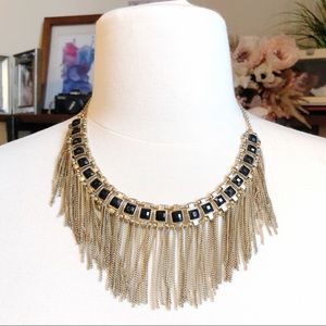 Vintage 90s bib necklace gold tone statement